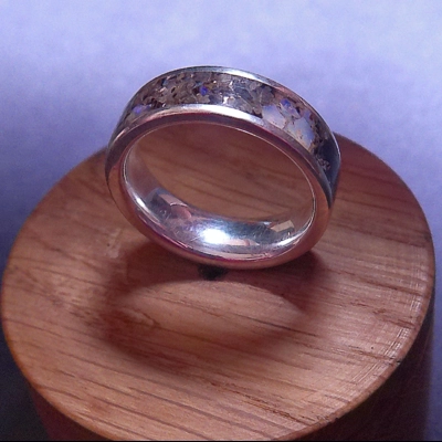 Indonesian fossilised tree opal ring