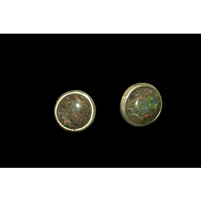 Andamooka rainbow matrix opal stud earrings