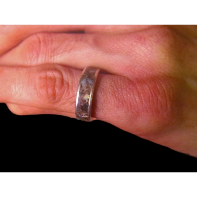 Indonesian fossilised tree opal ring