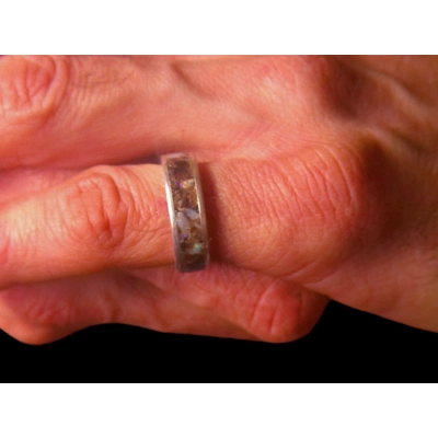 Indonesian fossilised tree opal ring