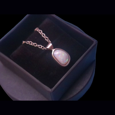 Coober Pedy freeform white opal pendant