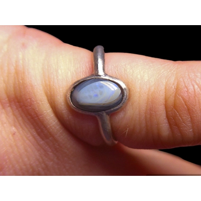 Lightning Ridge black crystal opal ring