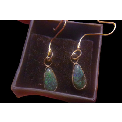 22ct Andamooka rainbow matrix drop earrings