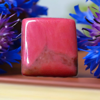 Pink opal square gem