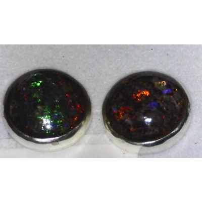 Andamooka rainbow matrix opal stud earrings