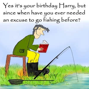 Any Excuse To Fish Funny Fishing Card - Personalised Birthday Card For Fisherman Or Angler