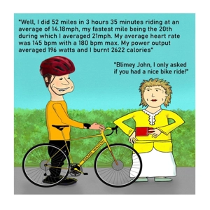 Funny Bike Ride Stats Card Personalised For A Male Cyclist..
