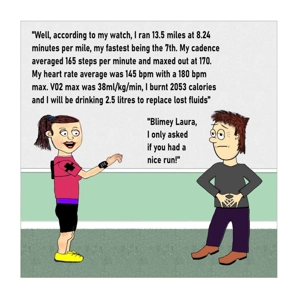 Female runner card - Funny run stats lady jogger - Customi..