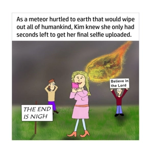 Taking selfies funny card - Funny lady takes end of world ..
