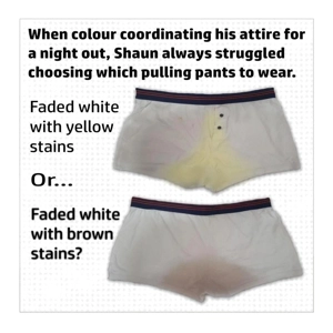 Dirty pulling pants card - A man and his dirty not white s..