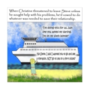 Funny therapist card, husband drunk on ferry not what his wife requested - Alcohol, booze, beer, gin