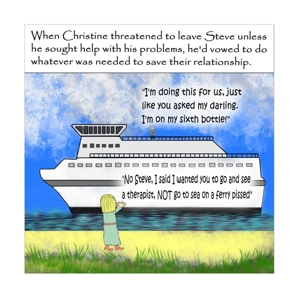Funny therapist card, husband drunk on ferry not what his ..