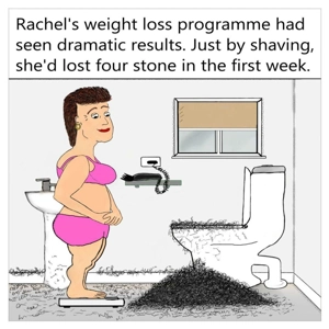 Woman funny weight loss card - A lady loses weight by shav..