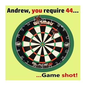 Customisable darts birthday card - Game shot checkout dart..