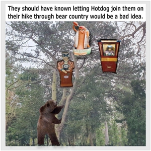 Funny bear card - Hikers encounter grizzly bear while hiki..
