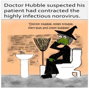 Witch with norovirus funny witch card - She has stomach bu..