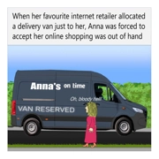 Funny Shopping Addict Card - Lady Addicted To Online Shopping Gets Her Own Delivery Van