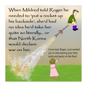 Rocket up his backside funny customisable card, she just w..