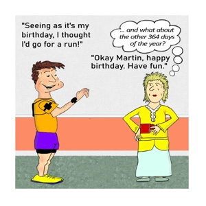 Birthday run excuse, funny customisable running greeting c..