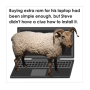 Funny Extra RAM Personalised Laptop Computer Card - Humorous Sheep Birthday Greeting Card