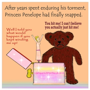 Funny Music Box Princess And Teddy Bear Card - Falling Out..