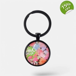 Charm pendant keychain with glass cabochon NR3