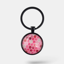 Glass cabochon keychain pink pendant for girls NR6