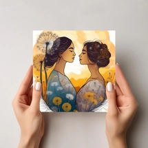 Women couple love card with text for Valentine's day LL20