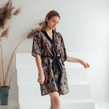 Brown silk kimono robe ..
