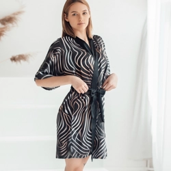 Silk Kimono Robe Bathrobe Women's Dressing Gown Spa Wear for Relaxation Gifts ..