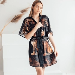 Cat silk kimono robe, bridal party gift, KJ10