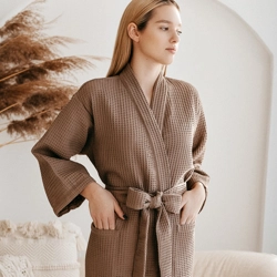 Women's bathrobe cotton waffle robe