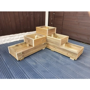 3 Tiered L Shape Corner Garden Wooden Decking Planter