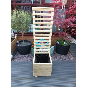 40cm x 40cm Square Wooden Decking Style Treated Garden Planter with 100cm Trellis