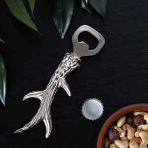 Silver Nickel Antler Bottle Opener: Elegant and Functional
