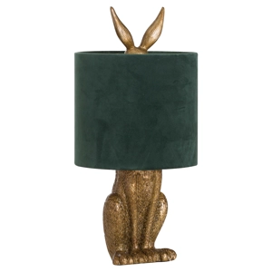 Antique Gold Hare Table Lamp with Green Velvet Shade - Ecl..
