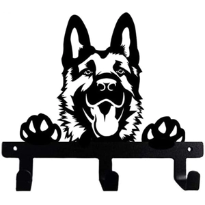 German Shepherd Dog Silhouette Wall Hook - Metal Decorative Hanger