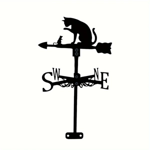 Weather Vane Cat and Mouse– Outdoor Wind Spinner for Garden & Roof Decoration