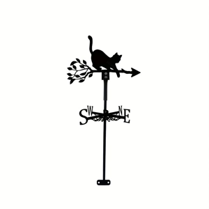 Black Cat Metal Weathervane – Garden Wind Spinner for Garden & Shed