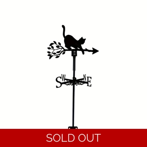 Black Cat Metal Weathervane – Garden Wind Spinner for Garden & Shed