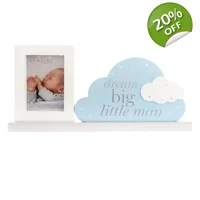 Bambino Born Baby Gift 36cm Photo Frame Mantel Block with Blue Cloud