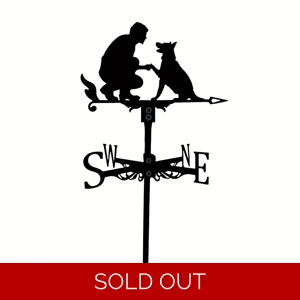 Weather Vane Wind Dog and Man– Outdoor Wind Spinner for Garden & Roof Decoration