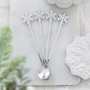 Christmas Snowflake Dessert & Coffee Spoons Set of 4