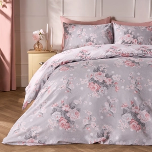 English Rose Reversible Duvet Cover Set – Soft Polycotton Floral Bedding Double