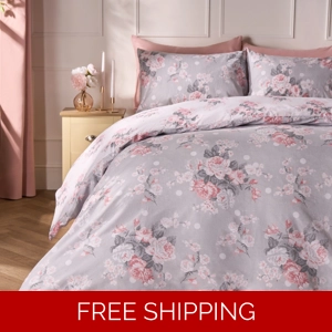 English Rose Reversible Duvet Cover Set – Soft Polycotton Floral Bedding Double