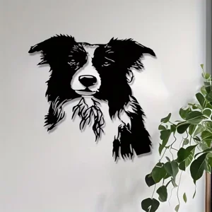 Border Collie Metal Wall Art – Black Iron Dog Wall Decor 40cm