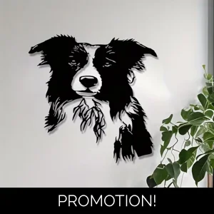 Border Collie Metal Wall Art – Black Iron Dog Wall Decor 40cm