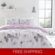 Butterfly Reversible Duvet Cover Set – Soft Cotton Blend Bedding King