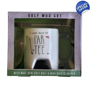Golf Mug Set - Mini Golf Ball  Club Pen Tee Time Delight