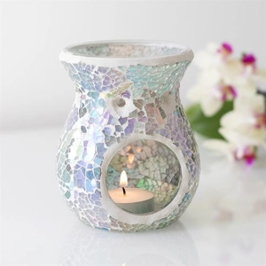 Light Blue Iridescent Crackle Oil Burner – Small Wax Melt Warmer
